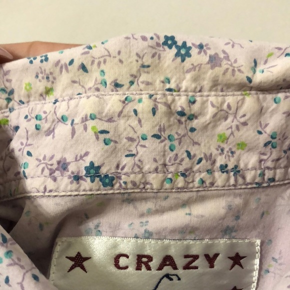 Crazy Cowgirl Lilac Purple Pearl Snap Floral Print I Sleeveless Collared Top Sm - Picture 8 of 13